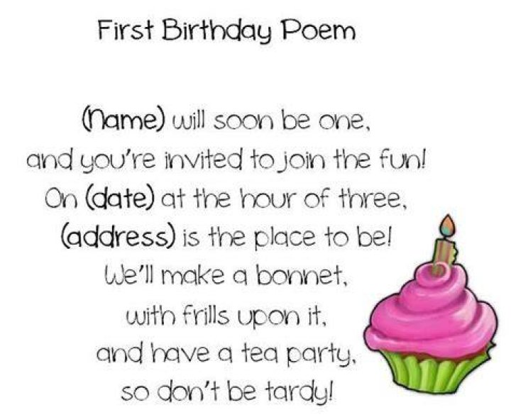 1st Birthday Girl Poems BirthdayBuzz