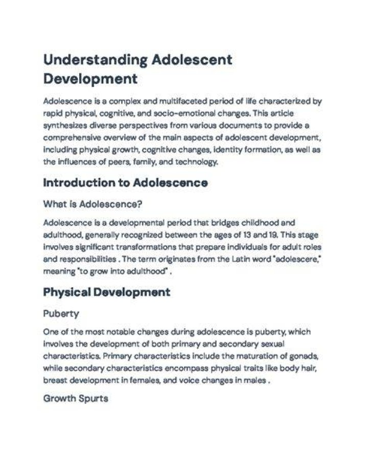 Adolescent Development An Overview of the Growth of Teenagers