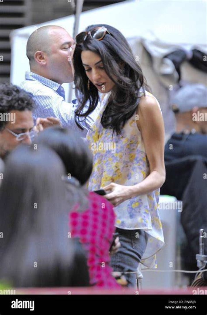 Amal Clooney Visits on Set With Her Father Photo 3792042