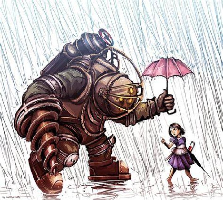 Big Daddy, BioShock, Little Sister, anime girls, HD Wallpaper Rare