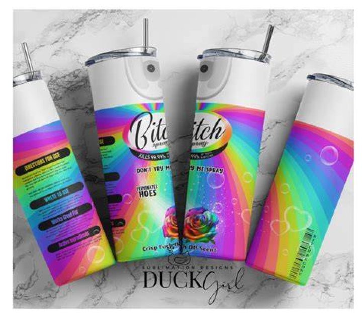 Bitch Spray 20 Oz Skinny Tumbler Sublimation, Halloween ghost face Hor