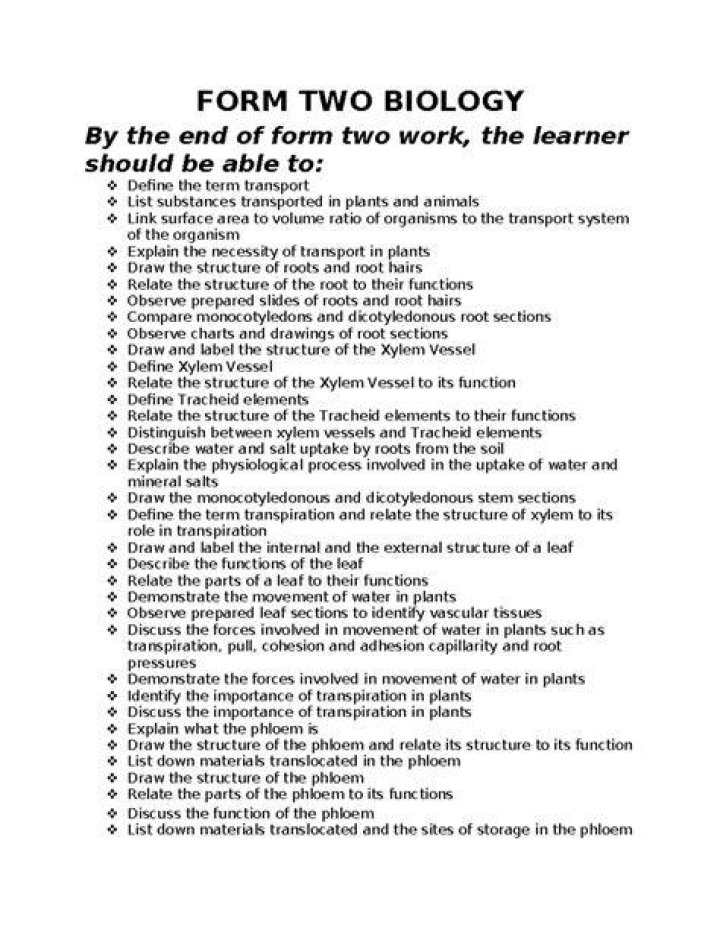 Breanna Form 2 Biology Topics