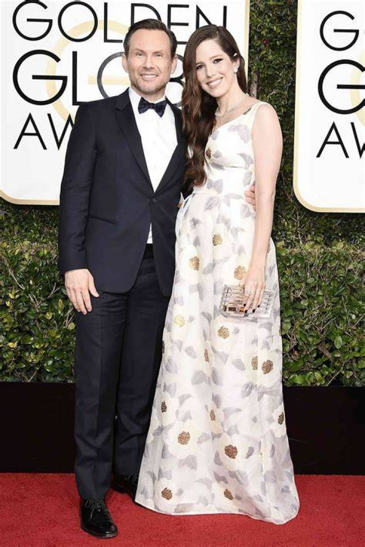 Christian Slater, 50, and wife Brittany Lopez, 30, their first