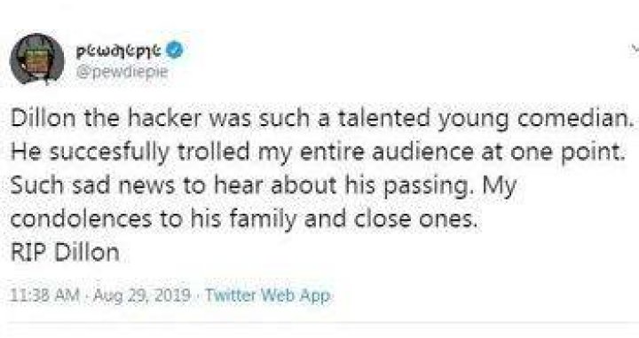 Dillon The Hacker Death Cause de la mort et r&eacute;ponse sinc&egrave;re de PewDiePie
