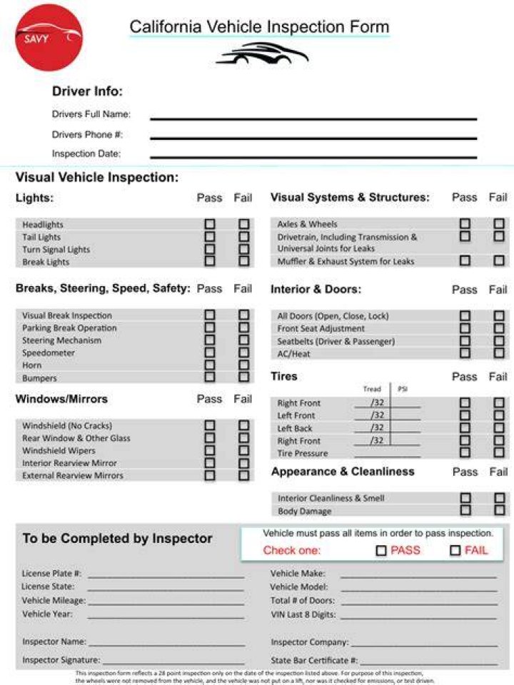 Dmv Vehicle Inspection California VEHICLE UOI