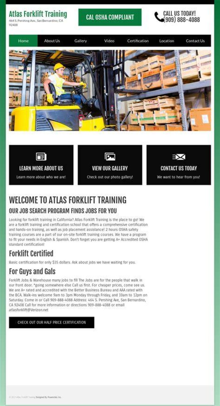 Forklift Training Atlas Forklift Training in San Bernardino CA