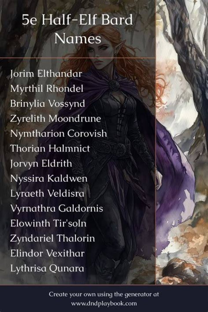 HalfElf Name Generator 1000s of random halfelf names