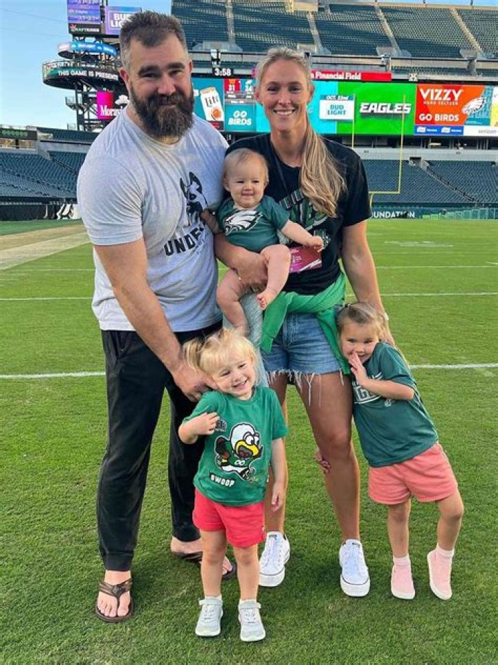 Jason Kelce Poses with Daughters Wyatt and Elliotte, Brother Travis and