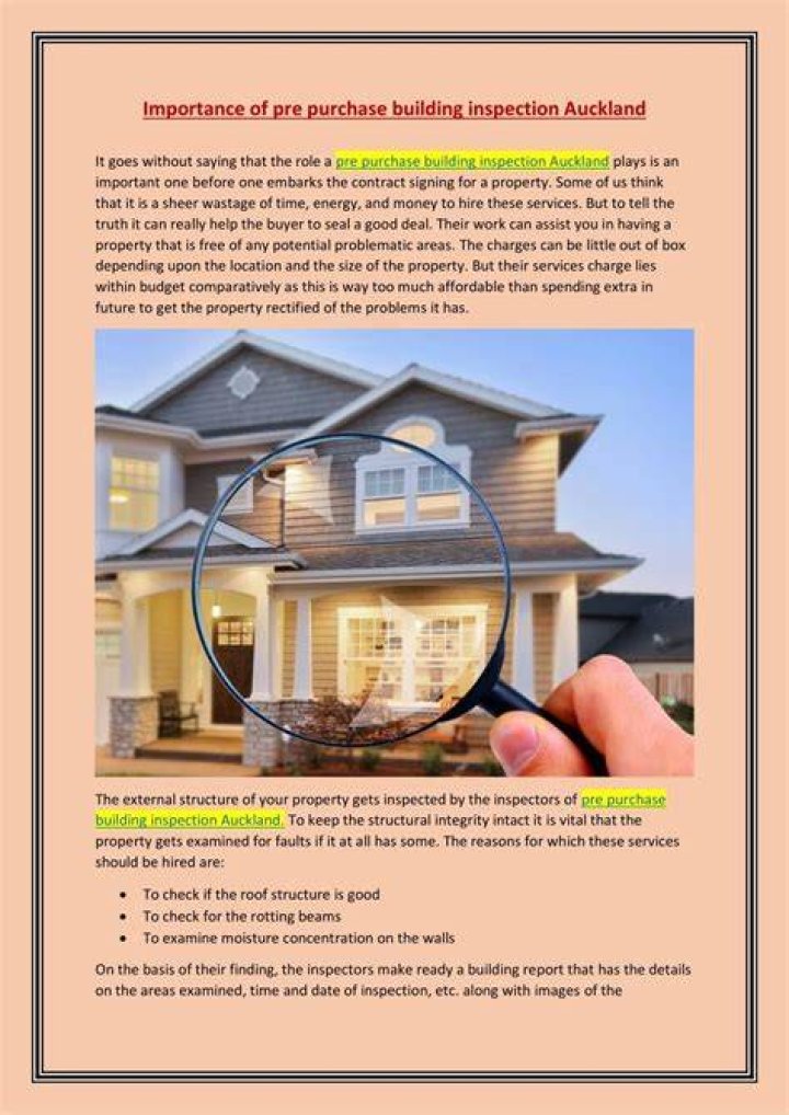 Pre Purchase Building Inspection Auckland Home Inspection