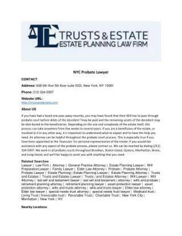 Probate Lawyer NYc Settling your estate plan Probate Lawyer