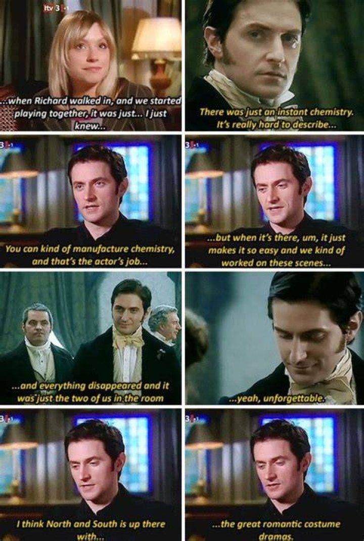 Richard Armitage and Daniela DenbyAshe on the set of North and South