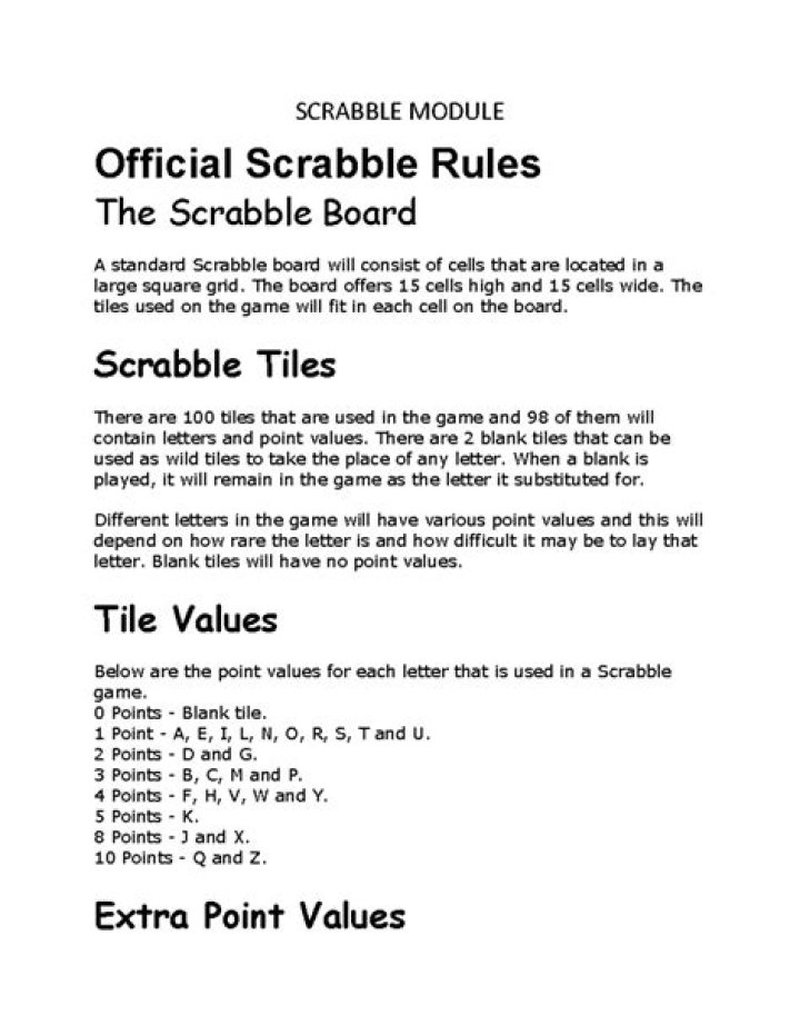 Scrabble Module SCRABBLE MODULE Official Scrabble Rules The Scrabble