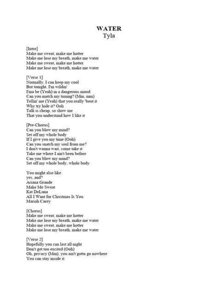 Tyla Water Lyrics Genius Lyrics