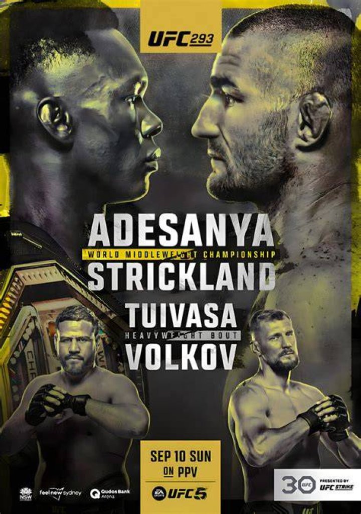 UFC 293 Adesanya vs. Strickland Saturday, September 9, Exclusively