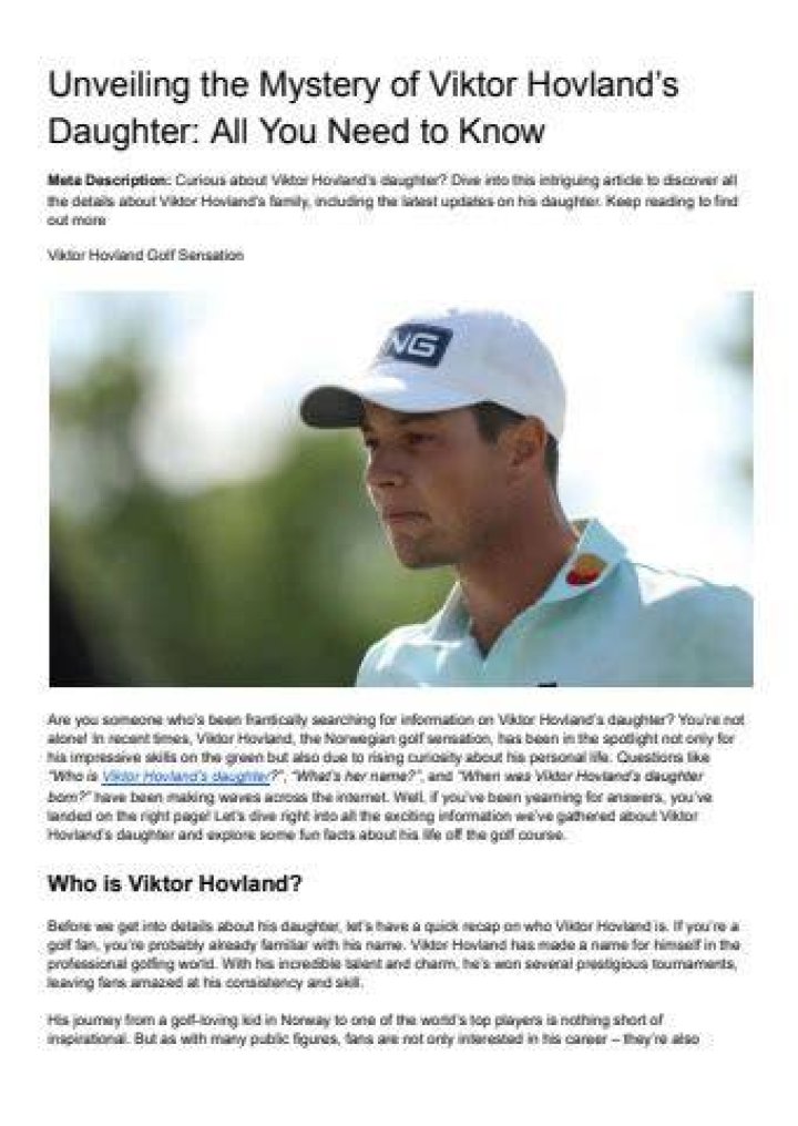 Unveiling The Secrets: Viktor Hovland's Daughter Revealed